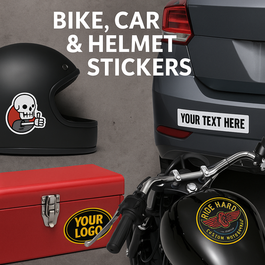 🏍️ Bike, Car & Helmet Stickers: Make It Yours